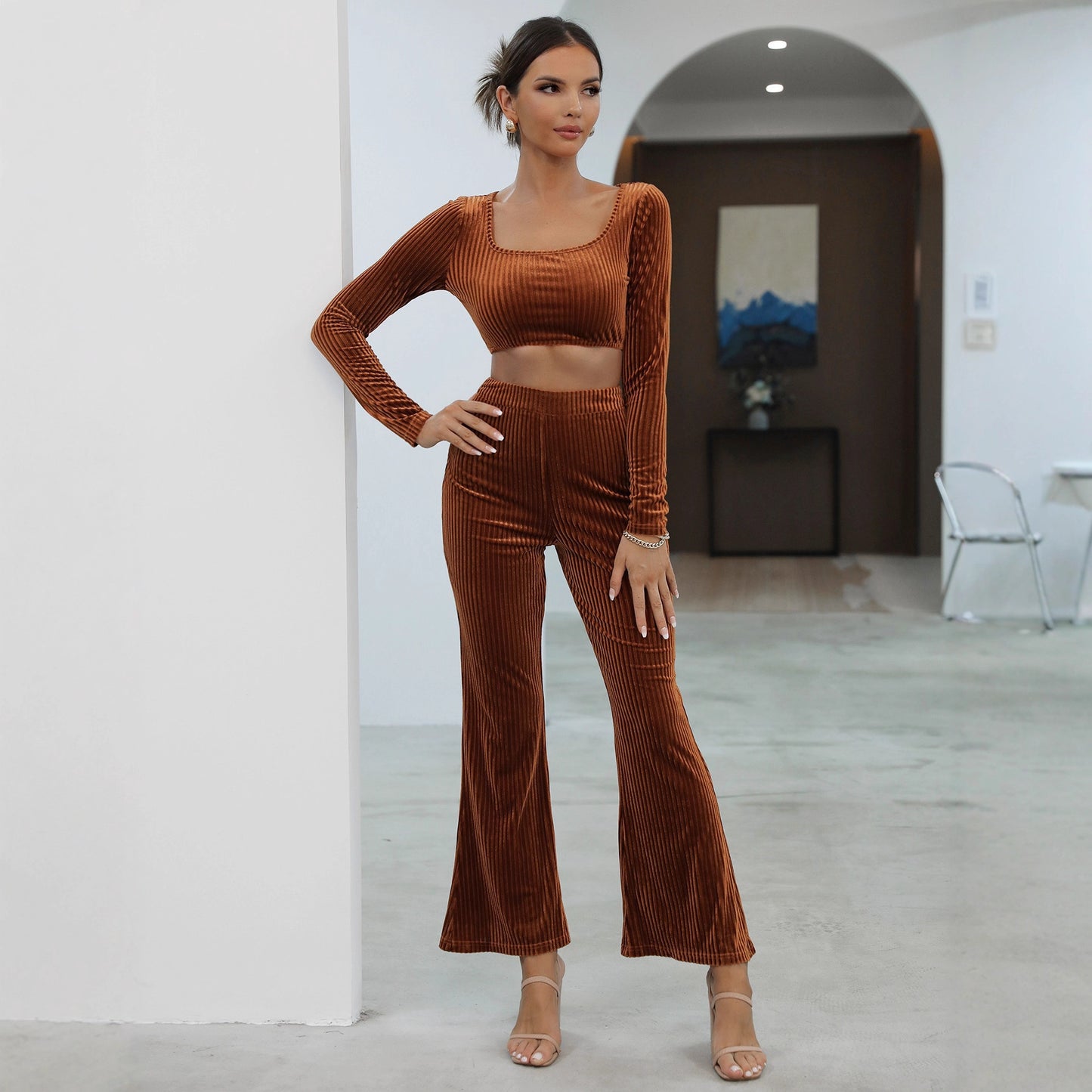 Long Sleeve Sweater corduroy Casual Set