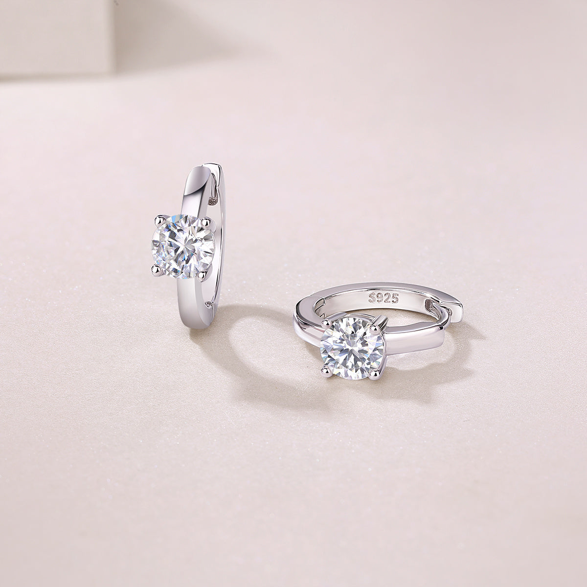 Stud Moissanite Diamond Silver Earrings