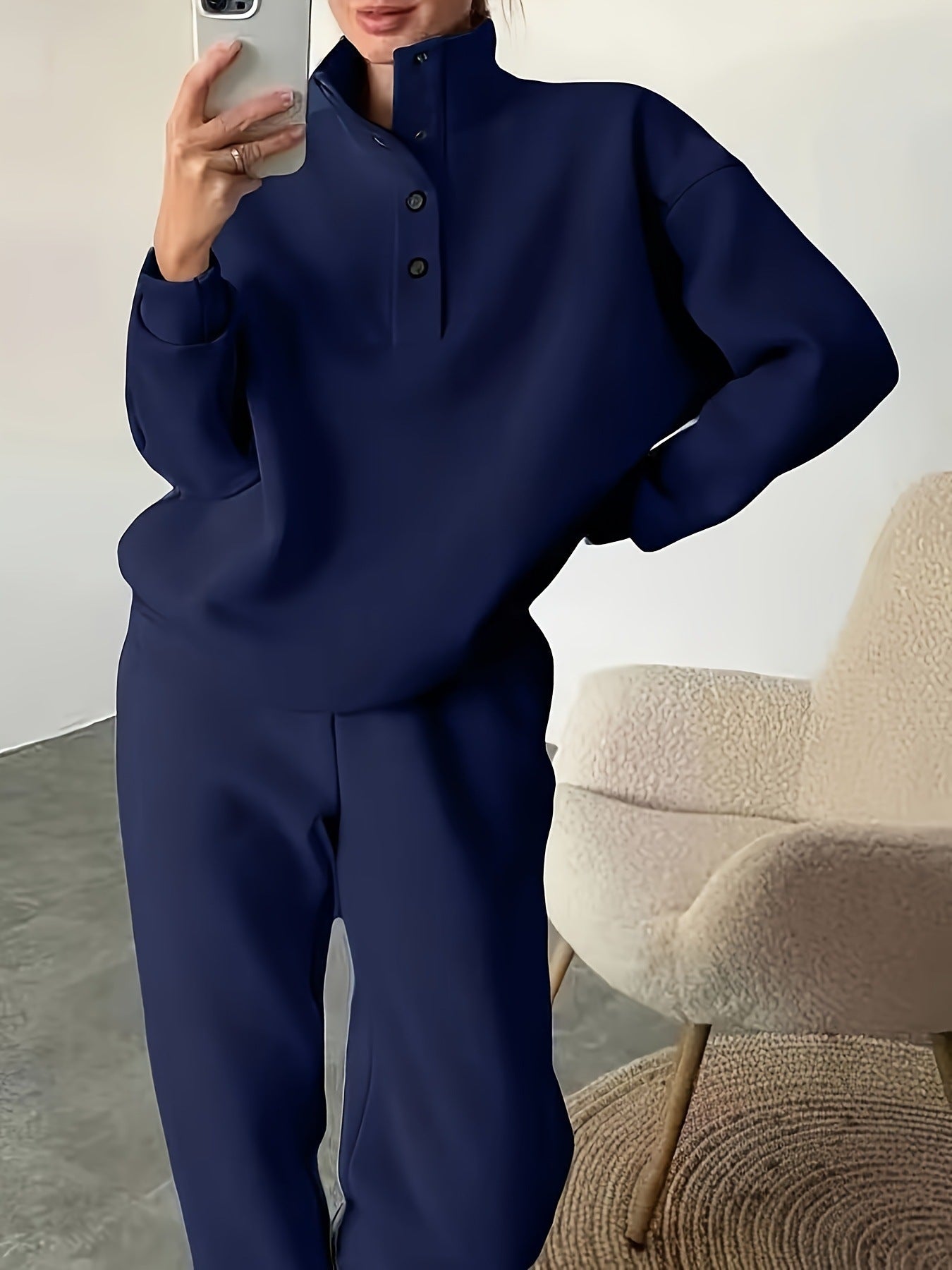 Women's Button Collar Two-piece Set