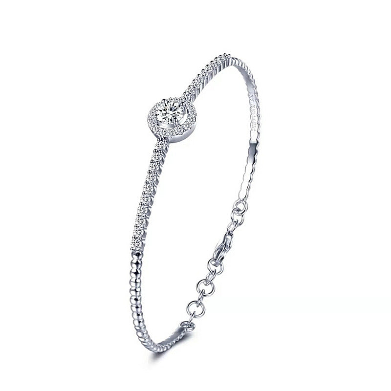 925 Sterling Silver Moissanite Round Bracelet