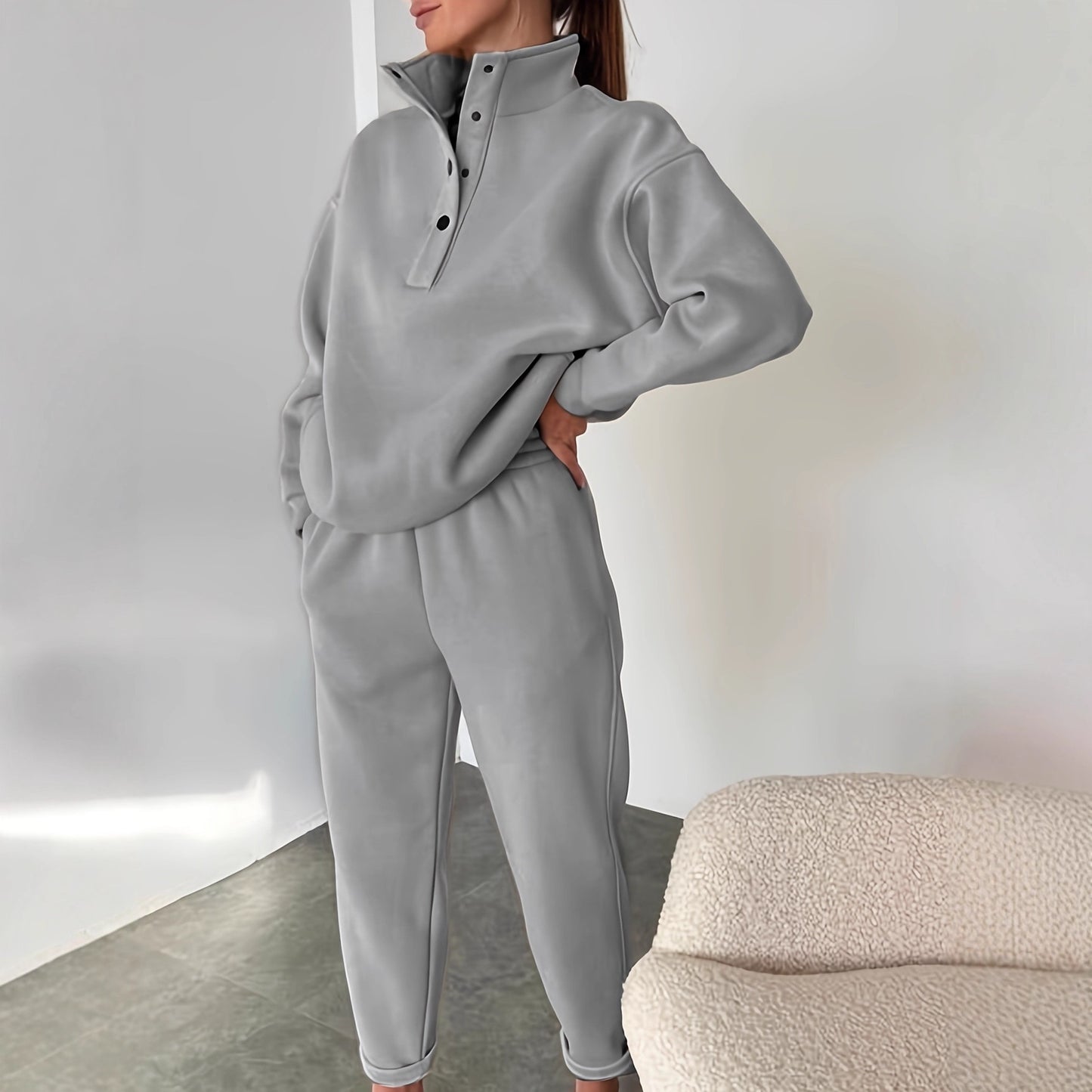 Women's Button Collar Two-piece Set