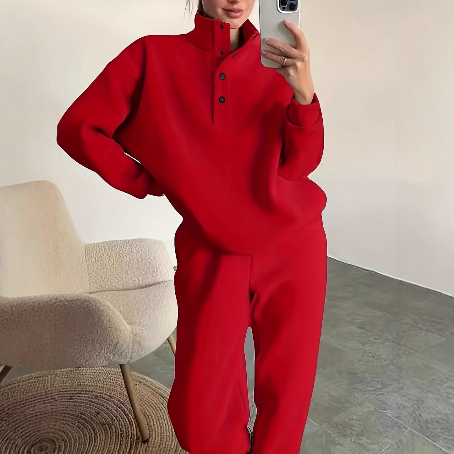 Women's Button Collar Two-piece Set