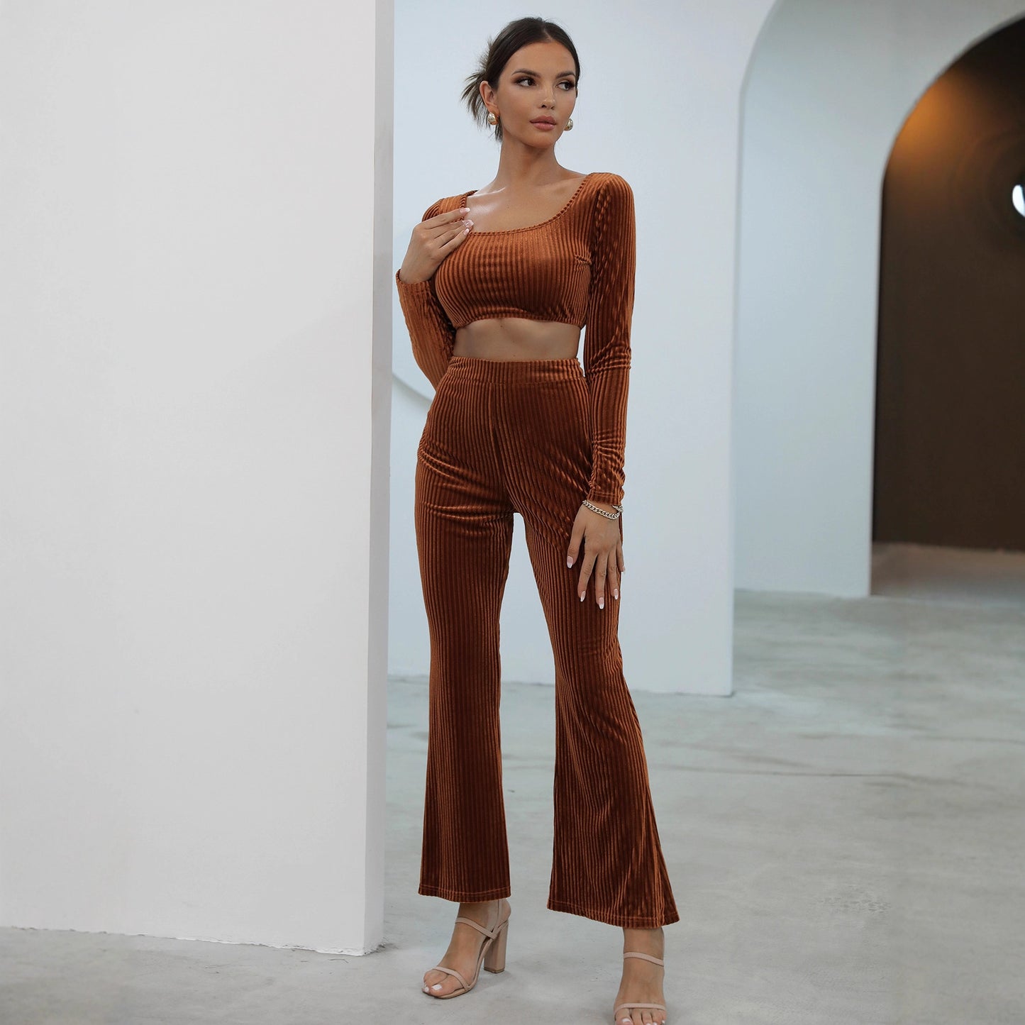 Long Sleeve Sweater corduroy Casual Set