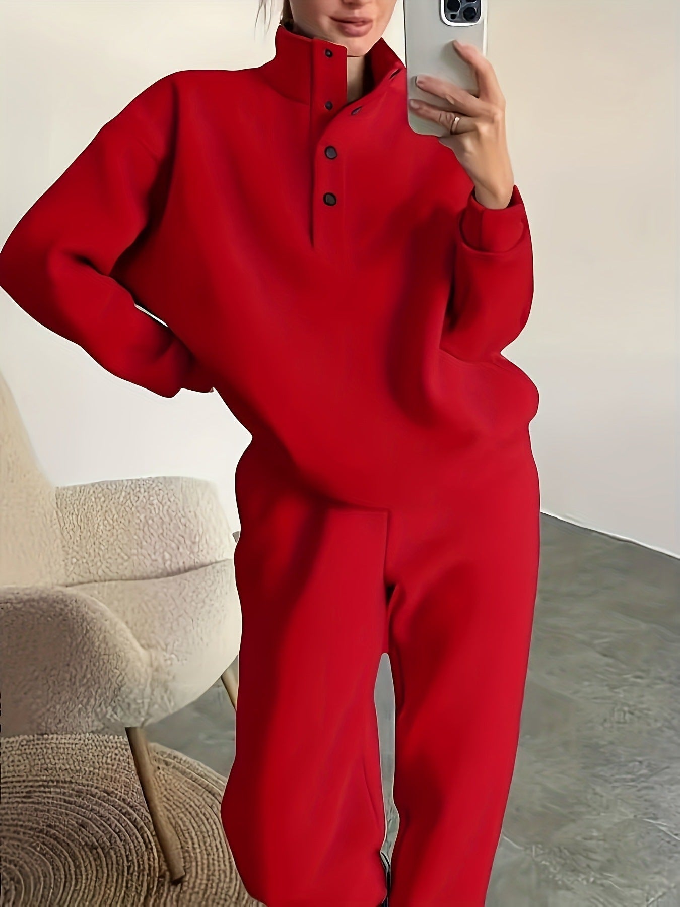 Women's Button Collar Two-piece Set