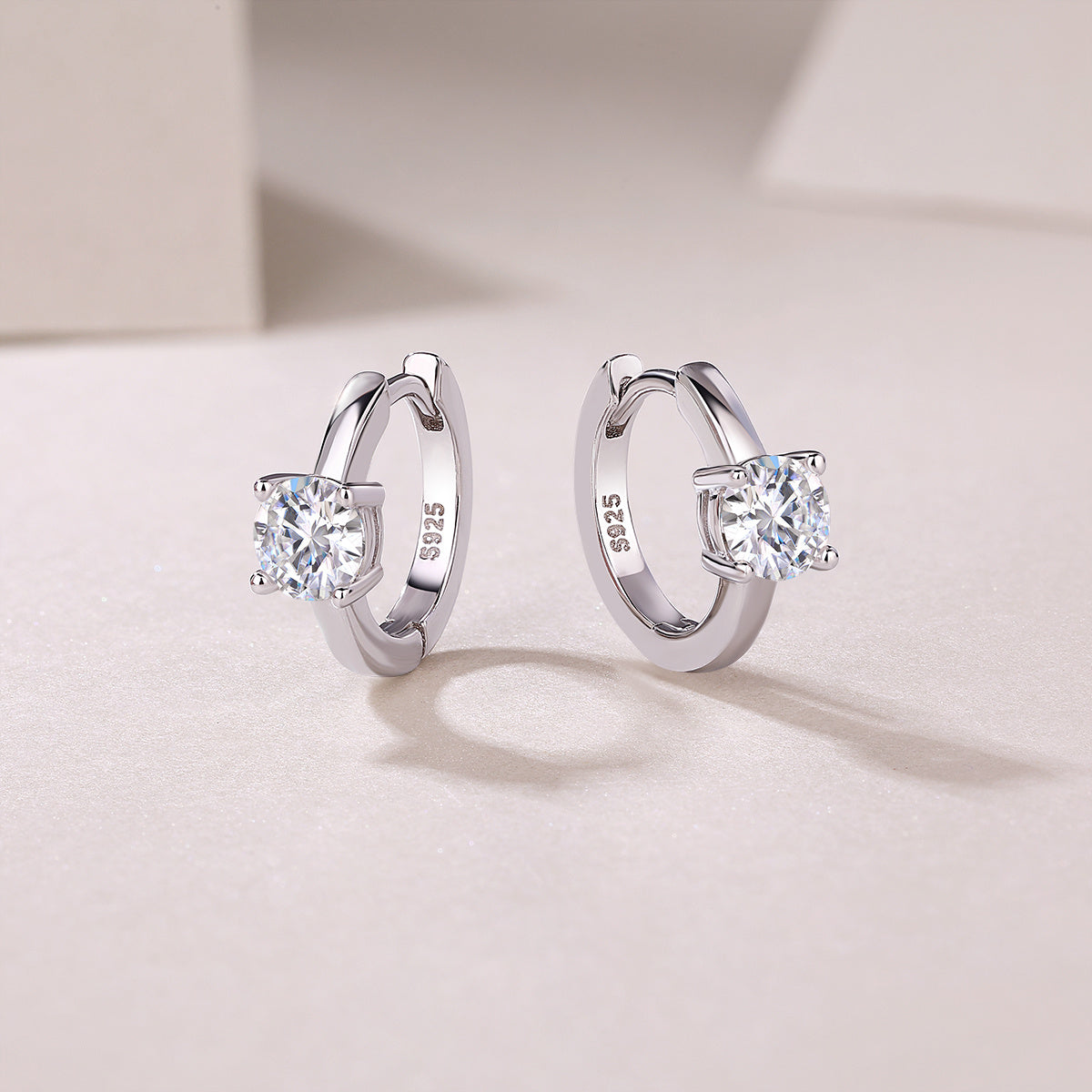 Stud Moissanite Diamond Silver Earrings
