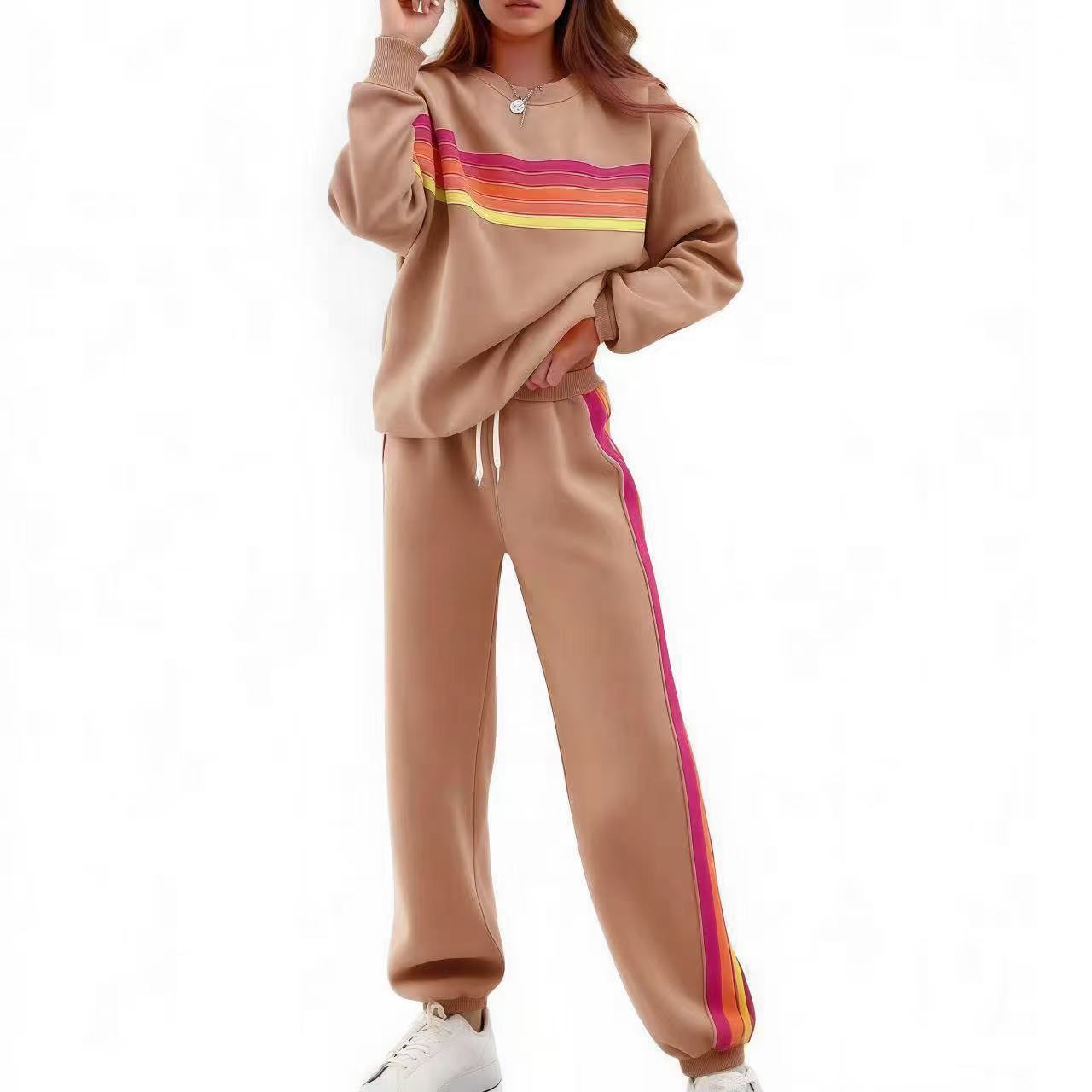 Round Loose Neck Elastic Waist Sweater Suit