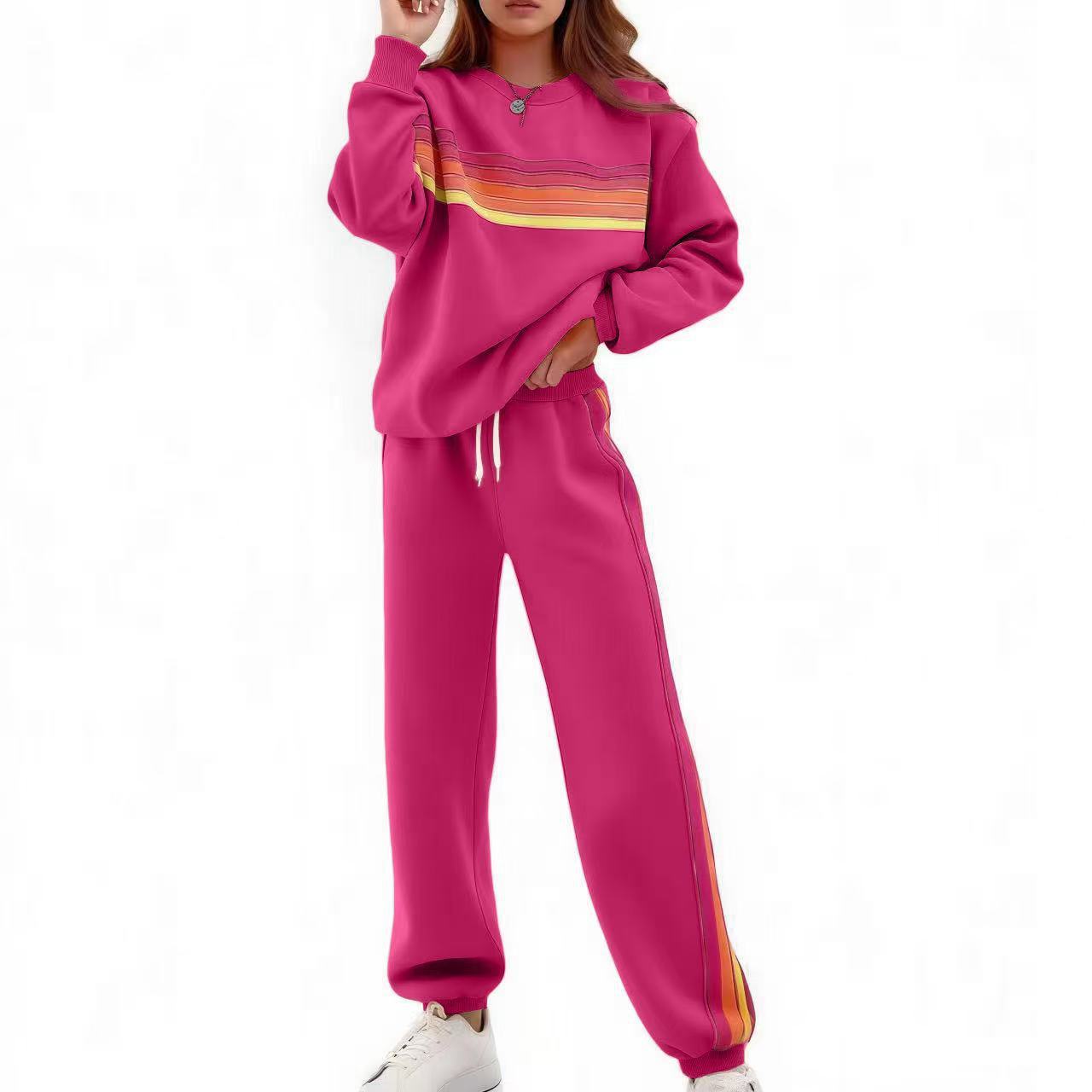 Round Loose Neck Elastic Waist Sweater Suit