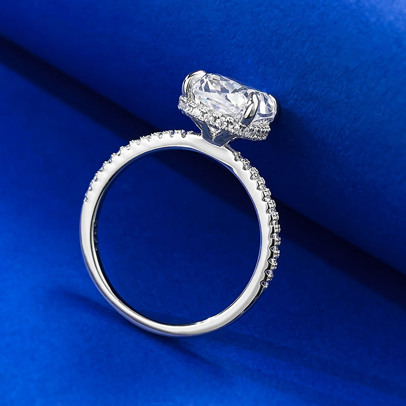 S925 Silver Four-claw White Square moissanite Ring