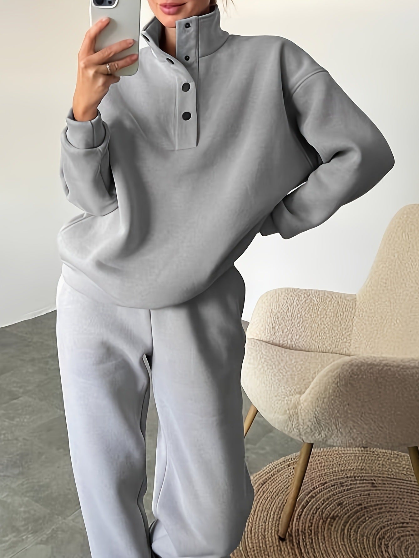 Women's Button Collar Two-piece Set