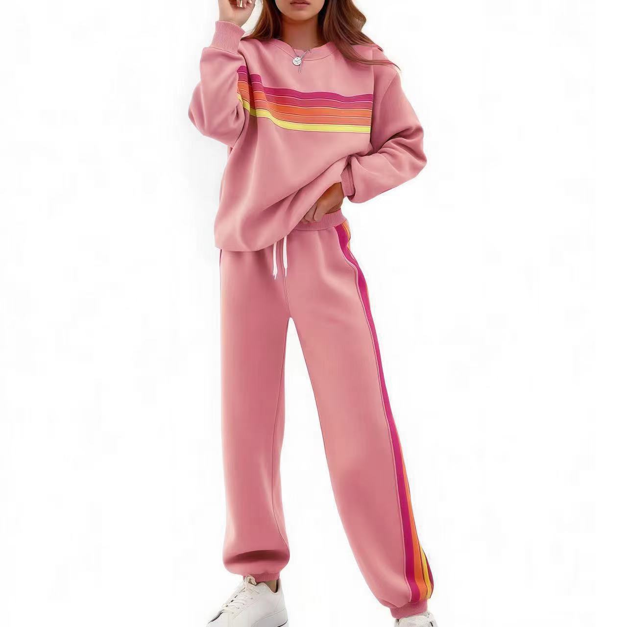 Round Loose Neck Elastic Waist Sweater Suit
