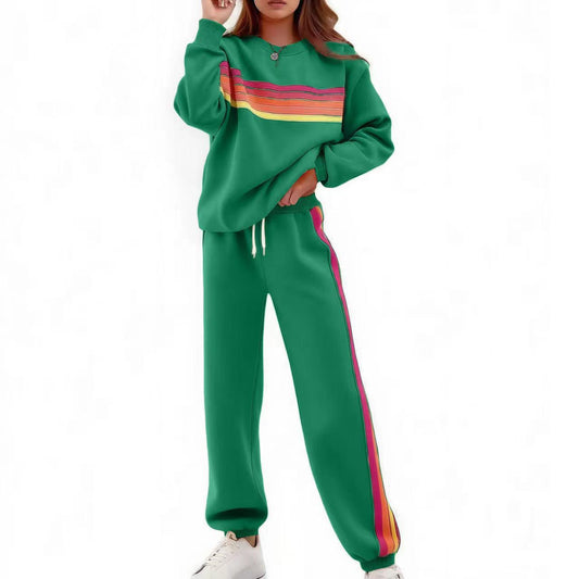 Round Loose Neck Elastic Waist Sweater Suit