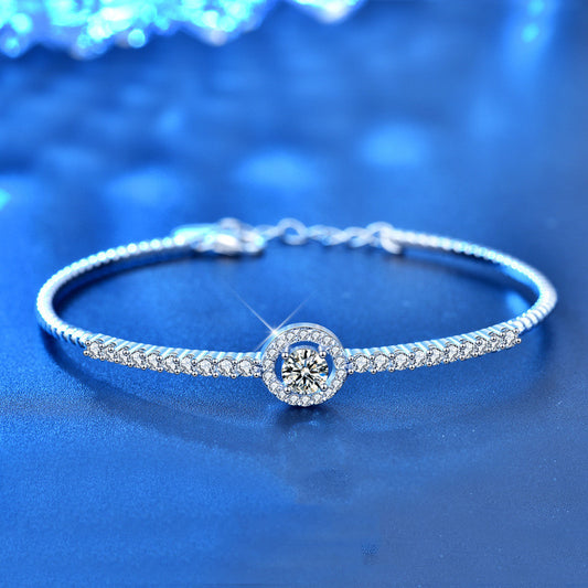 925 Sterling Silver Moissanite Round Bracelet