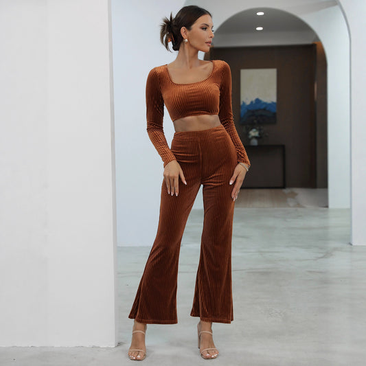 Long Sleeve Sweater corduroy Casual Set